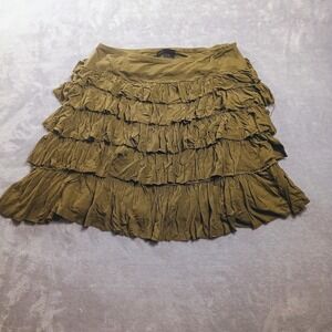 Grace Elements Skirt Womens Medium Green Ruffle Tiered Peasant Short Mini Boho